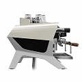 Coffee Machine Kitchen Appliance With White Design Digital Display Metal Handles And Top Cup Rack