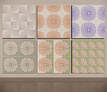 Retro Tile Small Tile Seamless Ceramic Mosaic Classic Color Matching Hong Kong Style Retro Chinese Traditional Mosaic Pattern 3d model
