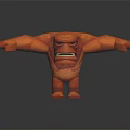 Orange Monster Character With Open Arms And Fierce Expression 3d model