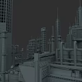 Large Industrial Plant Featuring Tall Towers Piping Systems And Heavy Equipment