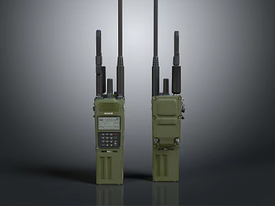 Green Handheld Two Way Radios As Daily Use Electrical Communication Devices With Antennas 3d model