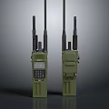Green Handheld Two Way Radios As Daily Use Electrical Communication Devices With Antennas