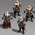 Muscular White Haired Warrior Game and Film Character With Armored Outfit and Red Cape
