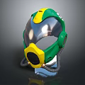 Green And Yellow Firefighter Helmet With Transparent Visor Protective Design Safety Equipment