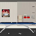 Blue Table Tennis Table With White Frame And Ping Pong Balls In Modern Indoor Setting