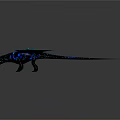 Blue Black Dragon 3D Rendered Fantasy Creature With Glowing Details And Large Wings