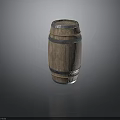 Traditional Wooden Barrel Featuring Metal Hoops And Rustic Wood Texture