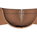 Curved Wooden Wave Structure With People Sitting And Interacting In Public Space