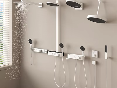 Modern Wall Mounted Shower System With Rain Head Handheld Sprayer And Controls 3d model