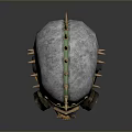 Spiked Metallic Helmet With Green Goggles Gas Mask Components And Yellow Accents