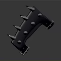 Black Spiked Gauntlet Weapon With Metal Spikes And Rivets On Leather Base
