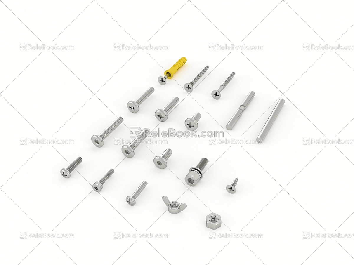 Modern screw nut self tapping screw expansion bolt hardware 3d model