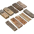 Natural Stone Wood Planks Collection With Rustic Texture And Assorted Sizes 3d model