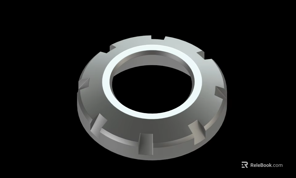 Detailed Gray Ring Shaped Mechanical Part With Grooved Surface Features 3d model 