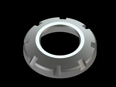 Detailed Gray Ring Shaped Mechanical Part With Grooved Surface Features 3d model