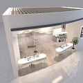 Modern Beauty Hair Salon Interior With Open Counter Beauty Products Decorative Wall Mural and Lighting