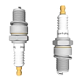 Two SparkPlus Brand Hardware Tools Spark Plugs With Different Metal Components And Ceramic Insulators