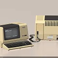 Vintage Computer System Setup With Monitor Keyboard And Classic Design