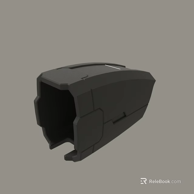Black Mechanical Component 3D Model with Sleek Design and Structured Edges 3d model 