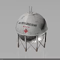 Liquified Petroleum Gas Storage Tank With Support Structure And Red Warning Label