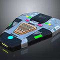 Futuristic Control Panel Device With Silver Black Body Metallic Texture And Colorful Buttons