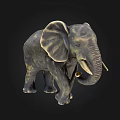 Artistic Elephant Sculpture In Walking Posture With Curled Trunk And Textured Body