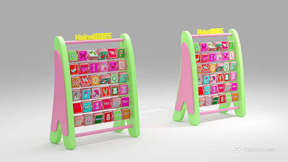 Interactive Area For Kids With Colorful Letters Numbers And NaturePlay Stands 3d model 