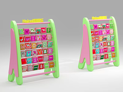 Interactive Area For Kids With Colorful Letters Numbers And NaturePlay Stands 3d model