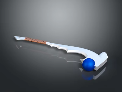 3D Rendered War Hammer With Sleek White Metal Head Brown Textured Handle And Blue Sphere 3d model