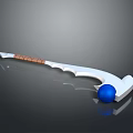 3D Rendered War Hammer With Sleek White Metal Head Brown Textured Handle And Blue Sphere