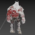 Red Skinned Horned Bearded Warrior Game Movie Character With Shoulder Armor And Leather Pants