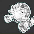 Orange Futuristic Off Road Vehicle With Transparent Cabin And Large Tires