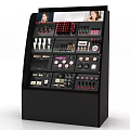 Cosmetics Display Shelf With Top Screen And Organized Makeup Products