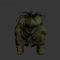 Mythical Creature With Green Brown Skin Plant Like Mane Open Mouth Sharp Teeth Stocky Limbs