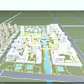 Aerial Urban Planning With Modern Buildings Green Spaces Bridges And Water Features