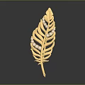 Elegant Golden Feather Shaped Brooch Adorned With Sparkling Diamonds For Clothing Accessory