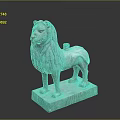 Traditional Stone Lion Statue With Detailed Mane Square Base And Ornamental Top
