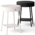 Two Modern White And Black Side Table Storage Cabinets With Drawer And Shelf 3d model