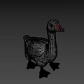 3D Game Character White Duck with Orange Beak and Feet on Green Background