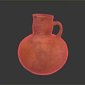Artisan Crafted Orange Clay Sculpture Jar With Textured Surface And Handle
