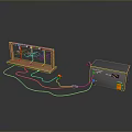 Other Electronic Experimental Device With Wooden Frame Colored Wires And Control Box