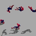 Spider Man Game Movie Character Showing Multiple Jumping Flipping Crawling Poses