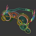 Steampunk Weapon Goggles With Red And Green Accents Metal Decorations And Antenna Like Structures