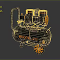 RECOR Industrial Air Compressor Black And Orange Design With Mobile Wheels For Workshop Use
