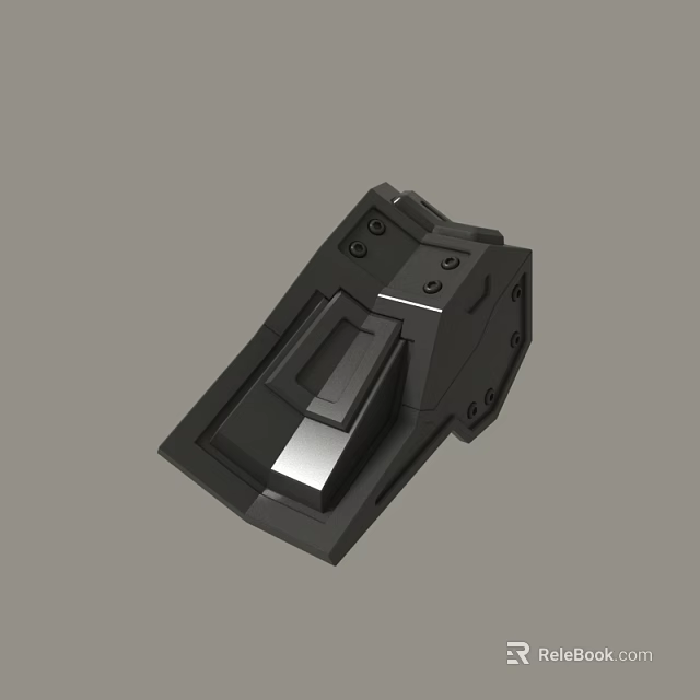 Black Mechanical Component 3D Model With Geometric Design Metal Texture And Holes 3d model 