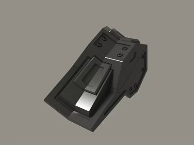 Black Mechanical Component 3D Model With Geometric Design Metal Texture And Holes 3d model