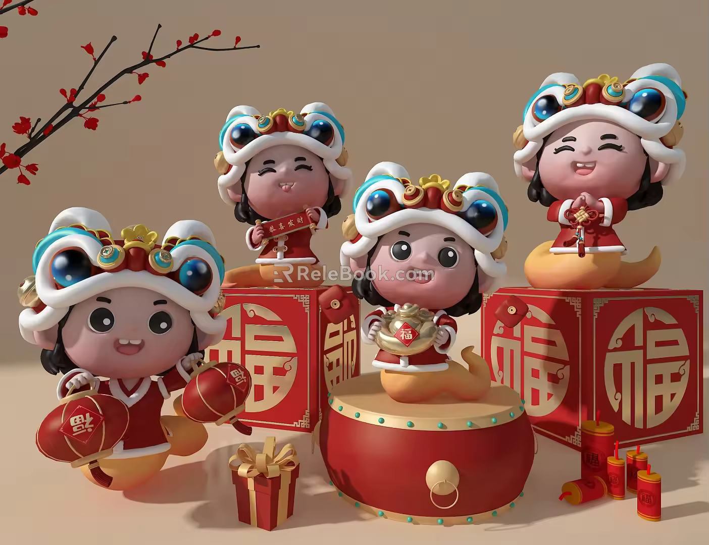 Year of the Snake Mascot New Year Meichen Snake Handset 3d model
