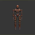 Red Sci Fi Robot With Mechanical Structure Standing In Studio Light 3d model