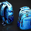 Blue Stylish Backpacks Featuring Emblem Multiple Pockets Padded Shoulder Straps And Modern Design 3d model