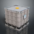 Industrial Storage Tank With Square Structure Metal Frame Yellow Lid And Pallet Base